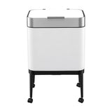 Cefito 40L Press Top Trash Can Kitchen Rubbish Bin Moblie Stainless Steel White - Cefito