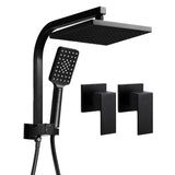 Cefito 8'' Rain Shower Head Set Handheld Round High Pressure Twins Tap Black
