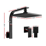 Cefito WELS 8 Rain Shower Head Set Bathroom Gooseneck Square Taps Hand Held High Pressure DIY Black