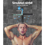 Cefito WELS 8 Rain Shower Head Set Bathroom Gooseneck Square Taps Hand Held High Pressure DIY Black