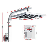 Cefito WELS 8 Rain Shower Head Set Bathroom Gooseneck Square Mixer Hand Held High Pressure Silver