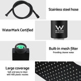 10'' Rain Shower Head Set Handheld Square High Pressure Black - Cefito