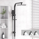 10'' Rain Shower Head Set Handheld Square High Pressure Black - Cefito