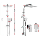 Cefito 10 Rain Shower Head Set Handheld Square High Pressure Twins Tap Chrome