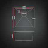 Cefito Stainless Steel Sink 44x44CM With Pull Out Mixer Tap Kitchen Basin Single Bowl Black - Cefito