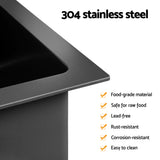 Cefito Stainless Steel Sink 44x44CM With Pull Out Mixer Tap Kitchen Basin Single Bowl Black - Cefito