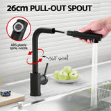 Cefito Stainless Steel Sink 44x44CM With Pull Out Mixer Tap Kitchen Basin Single Bowl Black - Cefito