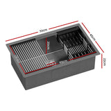 70x45CM Cefito Stainless Steel Sink With Pull Out Mixer Tap Kitchen Basin Single Bowl Black - Cefito