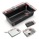 Cefito Kitchen Sink 304 Stainless Steel Bar Sink Millet Grain Water Basin Sink Black - Cefito