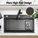 Cefito Kitchen Sink 304 Stainless Steel Bar Sink Millet Grain Water Basin Sink Black - Cefito