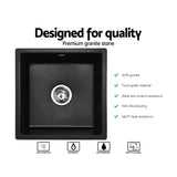 Cefito Kitchen Sink Stone Granite Laundry Top/Undermount Single Black 450x450mm - Cefito