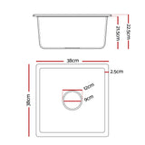 Cefito Kitchen Sink 38x38cm Granite Stone Sink Single Bowl White - Cefito