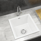Cefito Kitchen Sink 38x38cm Granite Stone Sink Single Bowl White - Cefito