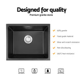 Cefito Kitchen Sink 55x45cm Granite Stone Sink Single Bowl Black - Cefito