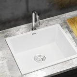 Cefito Kitchen Sink 55x45cm Granite Stone Sink Single Bowl White - Cefito