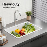 Cefito Kitchen Sink 70x45cm Granite Stone Sink Single Bowl White - Cefito