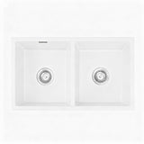 Cefito Kitchen Sink 77x45cm Granite Stone Sink Double Bowl White - Cefito