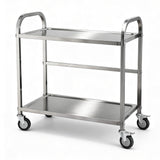Cefito 2-Tier Stainless Steel Kitchen Trolley with Wheels 84x56x98cm - Cefito