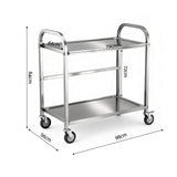 Cefito 2-Tier Stainless Steel Kitchen Trolley with Wheels 84x56x98cm - Cefito