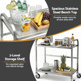 Cefito 2-Tier Stainless Steel Kitchen Trolley with Wheels 84x56x98cm - Cefito