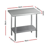 Cefito Stainless Steel Kitchen Benches Work Bench 910x610mm 432
