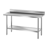 Cefito Stainless Steel Kitchen Bench w/ Splashback 1500x600MM 430 - Cefito