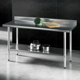 Cefito Stainless Steel Kitchen Bench w/ Splashback 1500x600MM 430 - Cefito