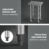 Cefito Stainless Steel Kitchen Benches Work Bench Wheels 61X46CM 435
