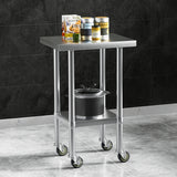 Cefito Stainless Steel Kitchen Benches Work Bench Wheels 61X46CM 431