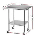 Cefito Stainless Steel Kitchen Bench w/ Splashback 760x610MM 430 - Cefito