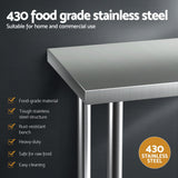 Cefito Stainless Steel Kitchen Bench w/ Splashback 760x610MM 430 - Cefito