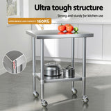 Cefito Stainless Steel Kitchen Bench w/ Splashback 760x610MM 430 - Cefito