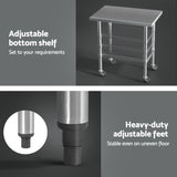 Cefito Stainless Steel Kitchen Benches Work Bench Wheels 91X61CM 435