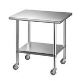 Cefito 914x762mm Stainless Steel Kitchen Bench w/ Splashback Work Table Prep Bench Commercial 430