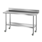 Cefito Stainless Steel Kitchen Bench w/ Splashback Work Table Prep Bench Commercial 1500x600MM 430 - Cefito