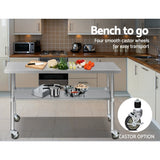 Cefito 1524x610mm Stainless Steel Kitchen Bench with Wheels 435