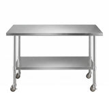 Cefito 1524x762mm Stainless Steel Kitchen Bench w/ Splashback Work Table Prep Bench Commercial 430