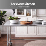 Cefito 1524x762mm Stainless Steel Kitchen Bench w/ Splashback Work Table Prep Bench Commercial 430 - Cefito