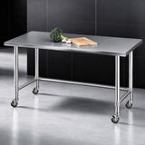 Cefito 1524x762mm Stainless Steel Kitchen Bench w/ Splashback Work Table Prep Bench Commercial 430 - Cefito