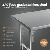 Cefito Stainless Steel Kitchen Benches Work Bench Wheels 122X61CM 435