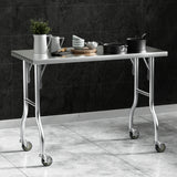 Cefito Stainless Steel Kitchen Benches Work Bench Wheels 122X61CM 431