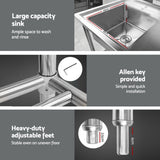 Cefito Stainless Steel Sink Bench Kitchen Work Benches Bowl Wheels 309