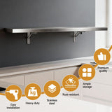 Cefito 1200mm Foldable Stainless Steel Wall Shelf Kitchen Storage Rack - Cefito