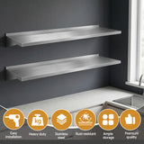Cefito 2PCS 1200mm Stainless Steel Kitchen Wall Shelf Mounted Rack - Cefito