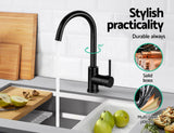 Cefito Kitchen Mixer Tap Mixer Round Sink Faucet Basin Laundry Black - Cefito