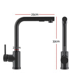 Cefito Kitchen Mixer Tap Pull Out Round 2 Mode Sink Basin Faucet Swivel WELS Black - Cefito