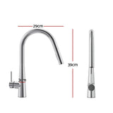 Cefito Kitchen Mixer Tap Pull Out Round 2 Mode Sink Basin Faucet Swivel WELS Chrome