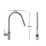 Cefito Kitchen Mixer Tap Pull Out Round 2 Mode Sink Basin Faucet Swivel WELS Chrome - Cefito