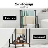 3 Tier Towel Rack Rail Freestanding Holder Bathroom Organizer Laundry Drying Bar - Cefito