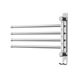 Towel Rail Rack Holder 4 Bars Wall Mounted Stainless Steel Swivel Hanging Hook - Cefito